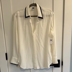 Old Navy White Blouse with Black Trim